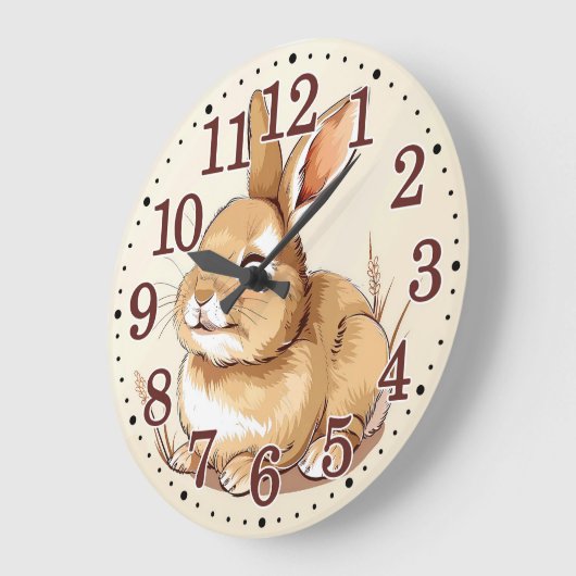 かわいいウサギのバニー動物キッズルーム子供部屋 ラージ壁時計 (傾斜)