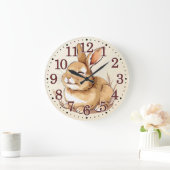 かわいいウサギのバニー動物キッズルーム子供部屋 ラージ壁時計 (ホーム)