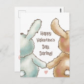 かわいいウサギのバレンタイン葉書 ポストカード (正面/裏面)