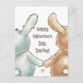 かわいいウサギのバレンタイン葉書 ポストカード (正面)