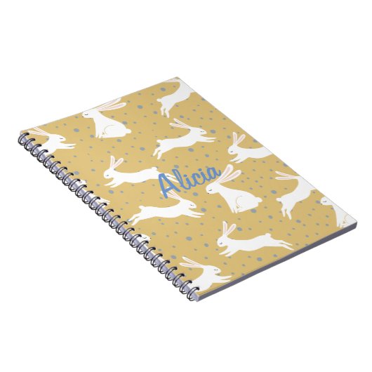 かわいいウサギのパターンデザイン – カスタマイズ可能 ノートブック (右側)