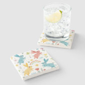 かわいいウサギのパターン ストーンコースター (横)