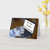 かわいいウサギのパーティー招待状 カード (黄色い花)