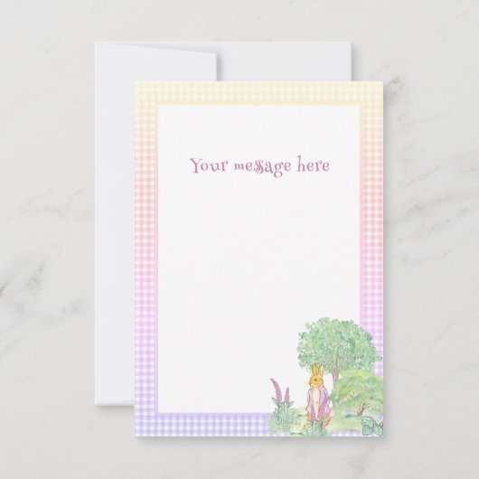 かわいいウサギのピンクの赤ちゃんシャワー サンキューカード (裏面)