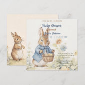 かわいいウサギのベビーシャワー招待状 セーブザデート (正面/裏面)