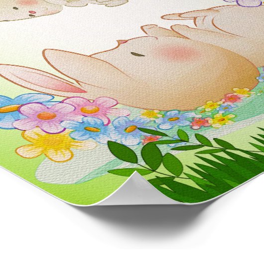 かわいいウサギのベビーポスター印刷 子供部屋の装飾 ポスター (角)