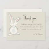 かわいいウサギのベージュ赤ちゃんシャワーありがとう 招待状 (正面/裏面)