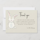 かわいいウサギのベージュ赤ちゃんシャワーありがとう 招待状 (正面)