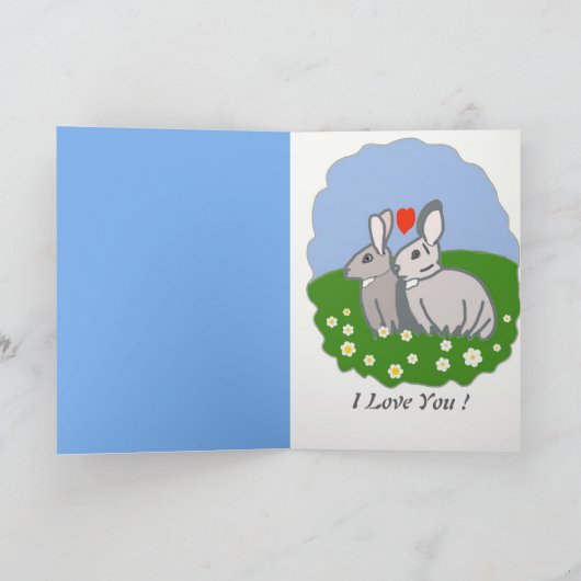かわいいウサギのペアバレンタインデーのカード シーズンカード (内部)