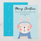 かわいいウサギのペットラバー クリスマス フラット (正面/裏面)