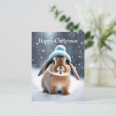 かわいいウサギのポンポン帽子 オリジナルアート クリスマス (スタンド正面)