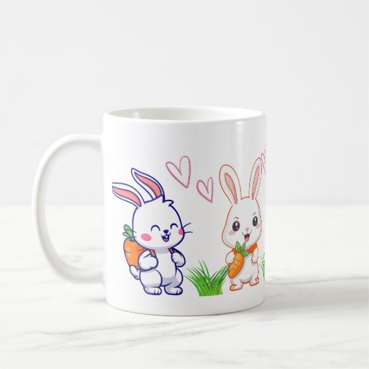 かわいいウサギのマグカップ コーヒーマグカップ (左)