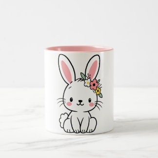 かわいいウサギのマグカップ ツートーンマグカップ