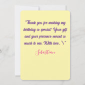 かわいいウサギのメドウ お誕生日お礼カード サンキューカード (裏面)