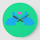 かわいいウサギのラブ ラージ壁時計 (正面)