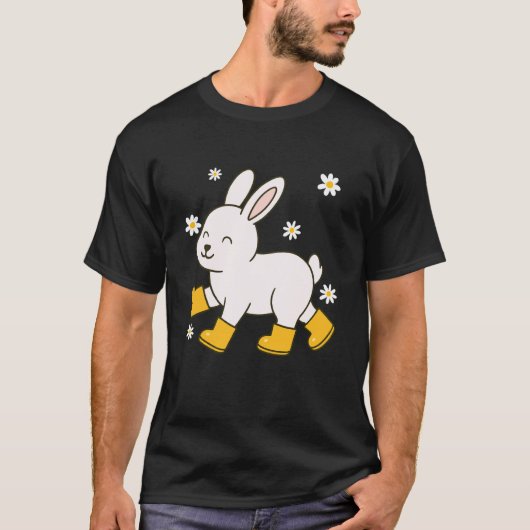 かわいいウサギのレインブーツ 母の日 Tシャツ (正面)