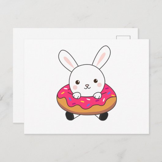 かわいいウサギのローフドーナツ ポストカード (正面/裏面)