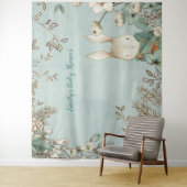 かわいいウサギのヴィンテージ ベイビーシャワー 背景 ランドスケープ タペストリー (インサイチュ)