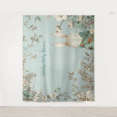 かわいいウサギのヴィンテージ ベイビーシャワー 背景 ランドスケープ タペストリー (正面)