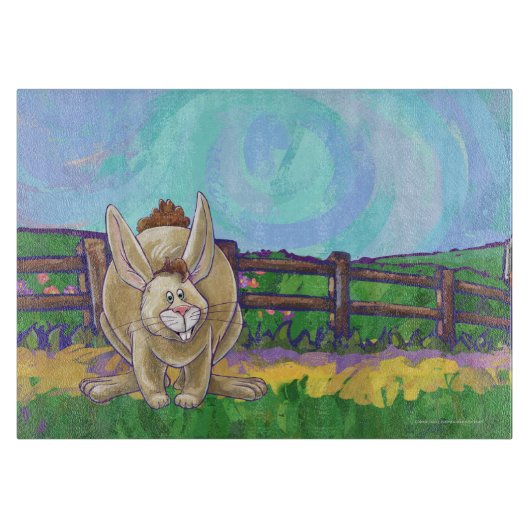 かわいいウサギの動物パレード カッティングボード (正面)