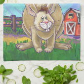 かわいいウサギの動物パレード キッチンタオル (折り畳み)