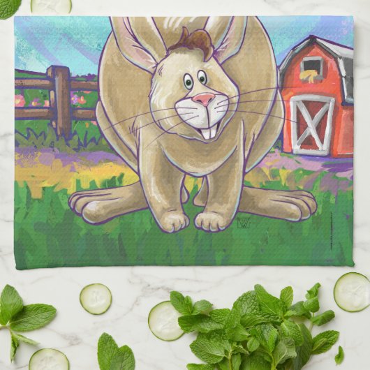 かわいいウサギの動物パレード キッチンタオル (折り畳み)