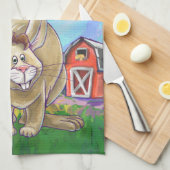 かわいいウサギの動物パレード キッチンタオル (四つ折り)