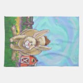 かわいいウサギの動物パレード キッチンタオル (横)