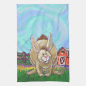 かわいいウサギの動物パレード キッチンタオル (縦)