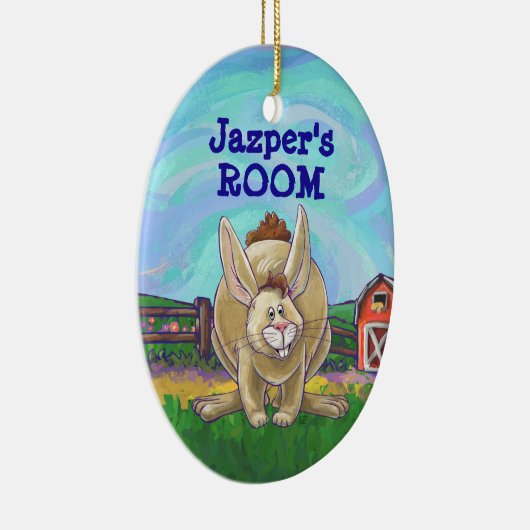 かわいいウサギの動物パレード セラミックオーナメント (右)