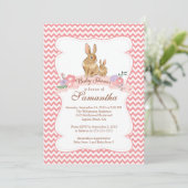 かわいいウサギの女の子のベビーシャワー招待状 招待状 (スタンド正面)