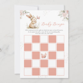かわいいウサギの女の子のベビーシャワー ベビービンゴカード 招待状