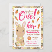 かわいいウサギの女の子の誕生日招待状 招待状 (正面)
