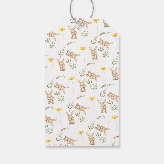 かわいいウサギの女の子の赤ちゃんシャワー ギフトタグ (裏面)