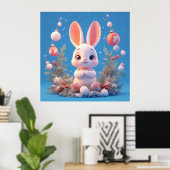 かわいいウサギの姿を飾り付け ポスター (ホームオフィス)