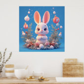 かわいいウサギの姿を飾り付け ポスター (キッチン)