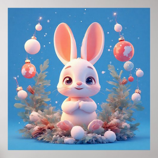 かわいいウサギの姿を飾り付け ポスター (正面)