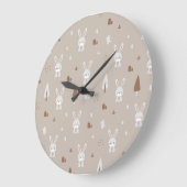 かわいいウサギの子供のパターン大型時計 ラージ壁時計 (傾斜)