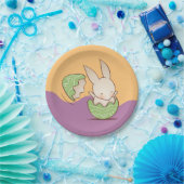 かわいいウサギの孵化、緑のイースターエッグ ペーパープレート (パーティー)