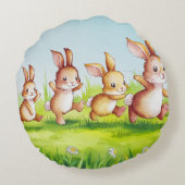 かわいいウサギの家族の枕 ラウンドクッション (裏面)