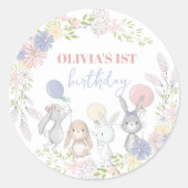 かわいいウサギの封筒シールステッカー ラウンドシール (正面)