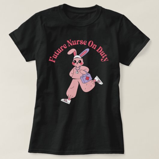 かわいいウサギの将来の看護師 Tシャツ (デザイン正面)