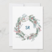 かわいいウサギの少年　冬の森をテーマにした水彩画 招待状 (裏面)