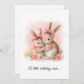 かわいいウサギの抱擁 招待状 (正面/裏面)