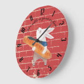 かわいいウサギの新鮮な焼いたパンのキッチン ラージ壁時計 (傾斜)