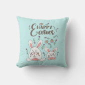 かわいいウサギの春の花 イースター クッション (正面)