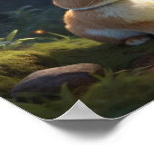 かわいいウサギの森の風景 ポスター (角)