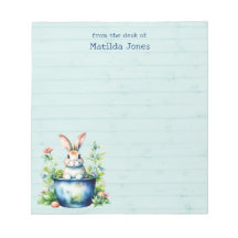 かわいいウサギの植物ポット、水色の花