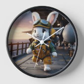 かわいいウサギの歩く時計 壁時計 (正面)