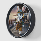 かわいいウサギの歩く時計 壁時計 (傾斜)